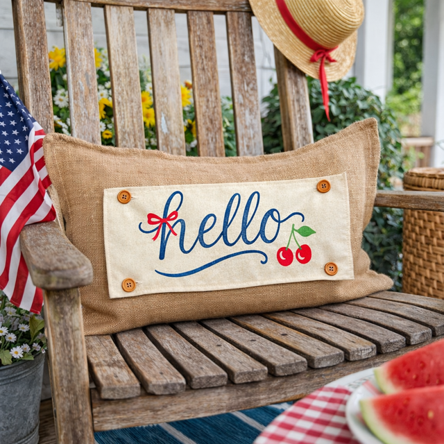 PANEL ONLY: RECTANGLE Neutral Spring, Summer, Garden Lover, Plants; HELLO CHERRIES