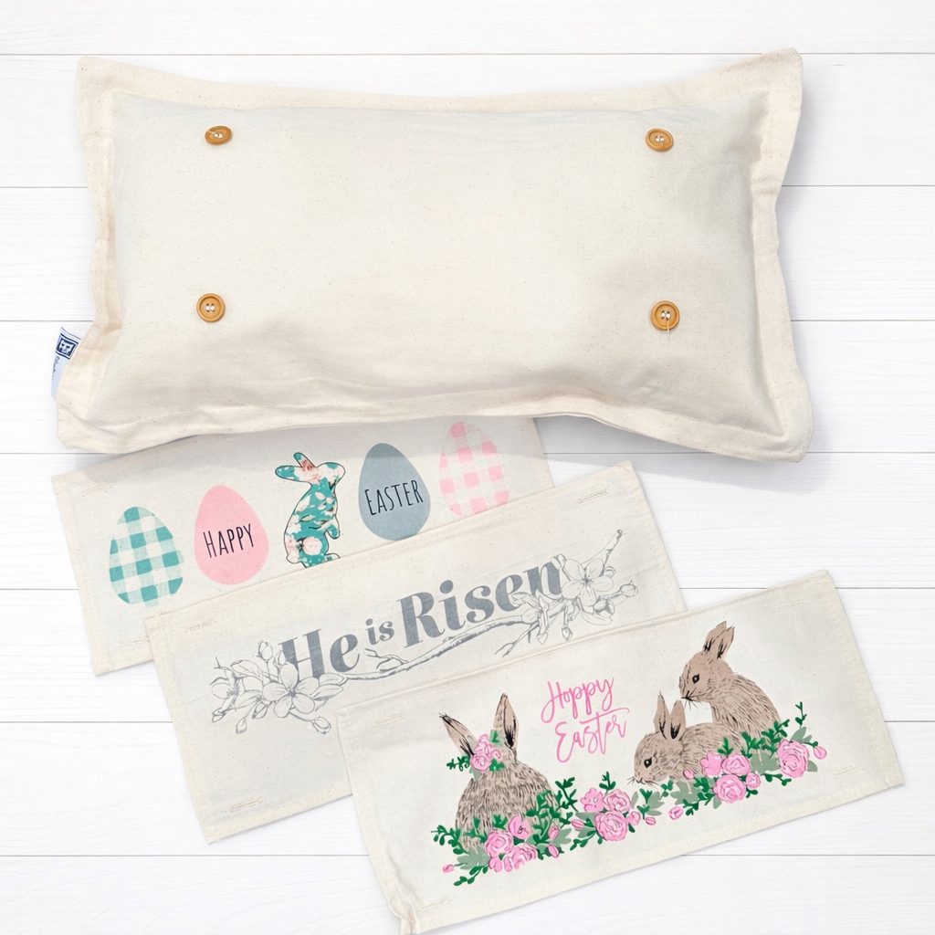NEW! SPRING/EASTER BUNDLE: 3 seasons +BOHO pillow + PASTEL EGGS, HE IS RISEN, CHOCOLATE BUNNY