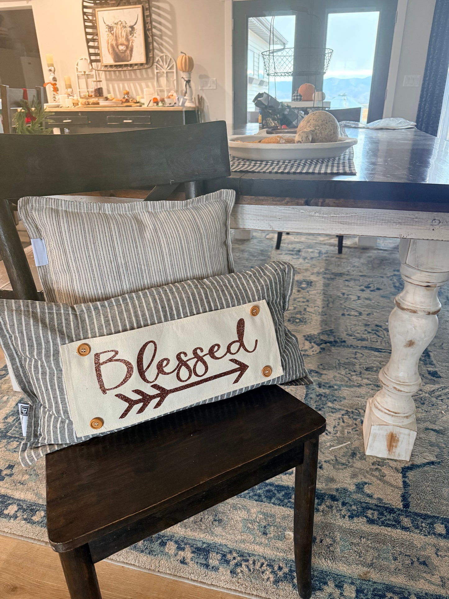 GLITTER PANEL ONLY: RECTANGLE Fall, Autumn; Thanksgiving BLESSED ARROW