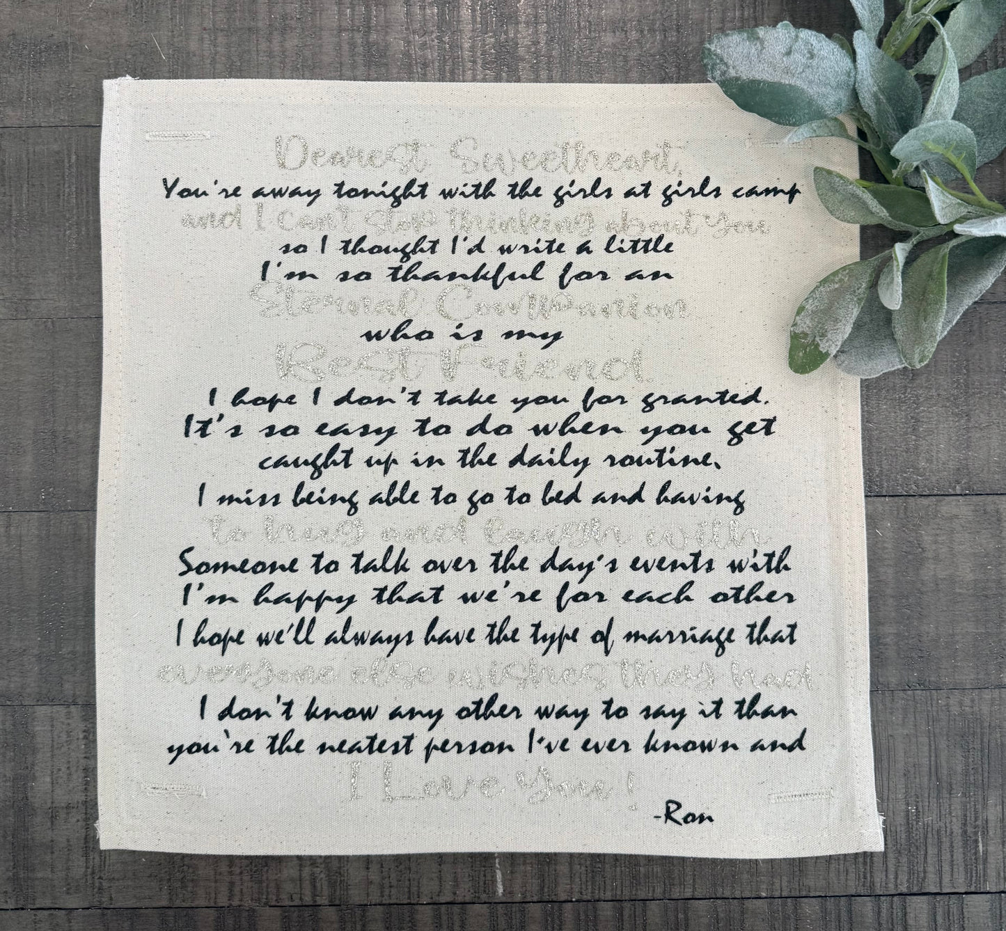 PANEL ONLY:
SQUARE Custom Memory Panel: Graduation, Love Thought Favorite Scripture GrandBlessing Family Name Monogram SQUARE CUSTOM PANEL