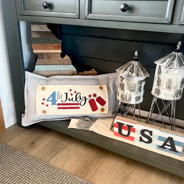 GLITTER PANEL ONLY: RECTANGLE Summer BBQ American America Flag Old Glory Sparkly 4TH OF JULY FIREWORKS