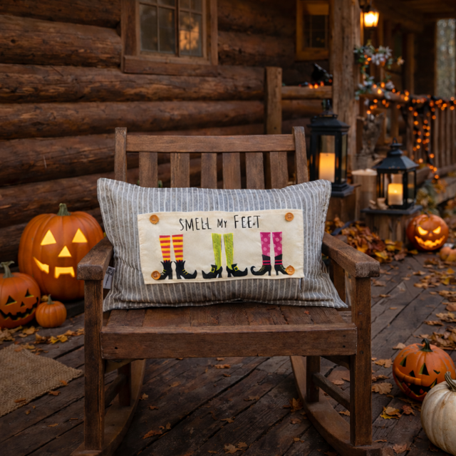 PANEL ONLY: RECTANGLE Halloween October Fall Autumn Hocus Pocus Cauldron Spell Party Cackle; SMELL MY WITCHES FEET