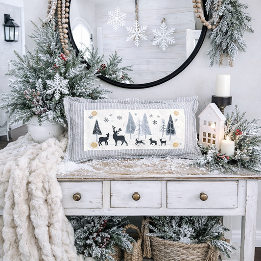 PANEL ONLY: 
RECTANGLE Seasonal Panel: Winter January Decor Peace Forest Timberland Woodland Backwoods Grove Buck Thicket Tree Silent Night Wandering Wonderland DEER
