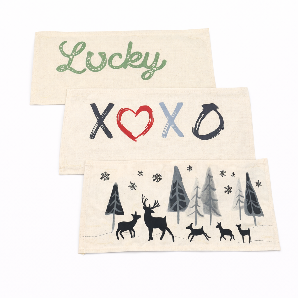 NEW! WINTER BUNDLE 26:  3 seasons +BURLAP pillow: LUCKY, XOXO, DEER