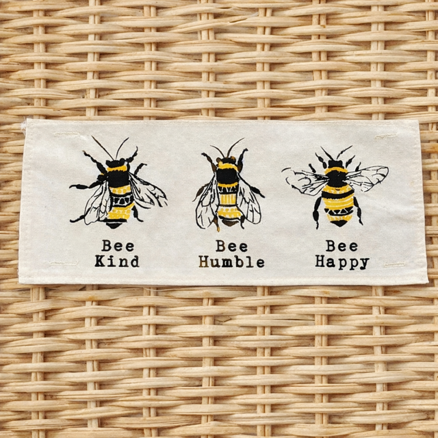 PANEL ONLY: RECTANGLE Boho Bees Summer, Mother's Day Spring; Bee Kind, Humble, Happy, 3 BEE ATTITUDES