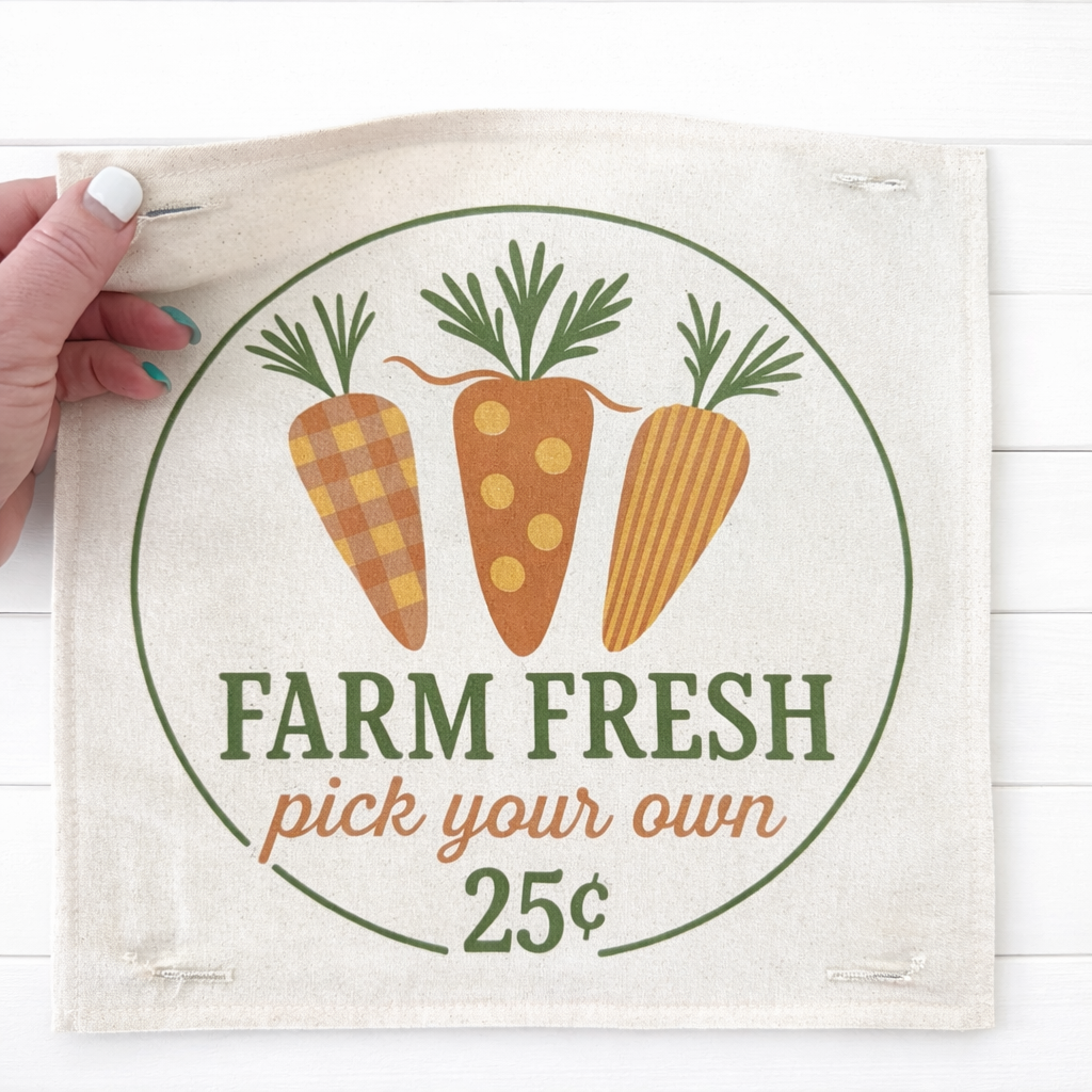 MISFIT  PANEL ONLY: SQUARE Spring, Summer, Harvest Veggies, Bunny Food, Garden; FARM FRESH CARROTS