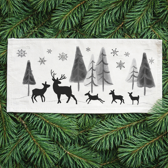 PANEL ONLY: 
RECTANGLE Seasonal Panel: Winter January Decor Peace Forest Timberland Woodland Backwoods Grove Buck Thicket Tree Silent Night Wandering Wonderland DEER