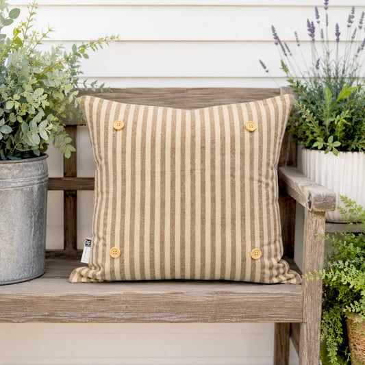 NEW!  PILLOW ONLY: SQUARE Pillow; CREAM AND CAFE WESTERN STRIPES PILLOW (with insert)