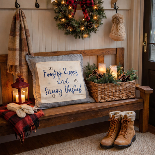 GLITTER PANEL ONLY: SQUARE Glitter Seasonal Panel: Winter Blue Ice Sparkle Twinkle Bling Glitz Confetti Christmas; FROSTY KISSES