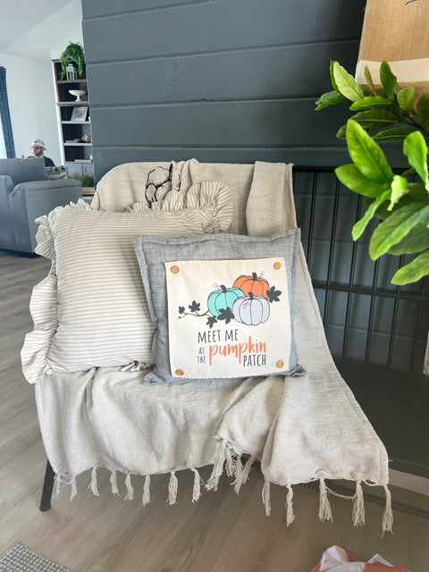 BUNDLE SET!  SAVE!  
Square Charcoal Gray Solid Pillow (comes with foam insert and these 3 panels in back pocket); Winter Spring Summer Fall Autumn:  HOCUS POCUS, PUMPKIN PATCH, STATIONWAGON