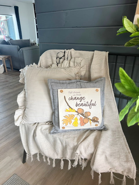 PANEL ONLY: SQUARE Fall, Autumn Thanksgiving Change Fall Leaf Leaves Tree Branch ACORNS