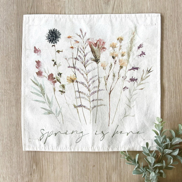 SQUARE Seasonal Panel: Pastel Water Color Floral Herb Garden Bouquet;  Spring is Here Dry PRESSED FLOWERS