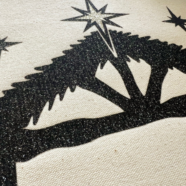 GLITTER PANEL ONLY: SQUARE Holiday PANEL: Christmas Nativity Joy Scene North Star Stable Gold Jesus Christ Savior is born Manger OH HOLY NIGHT