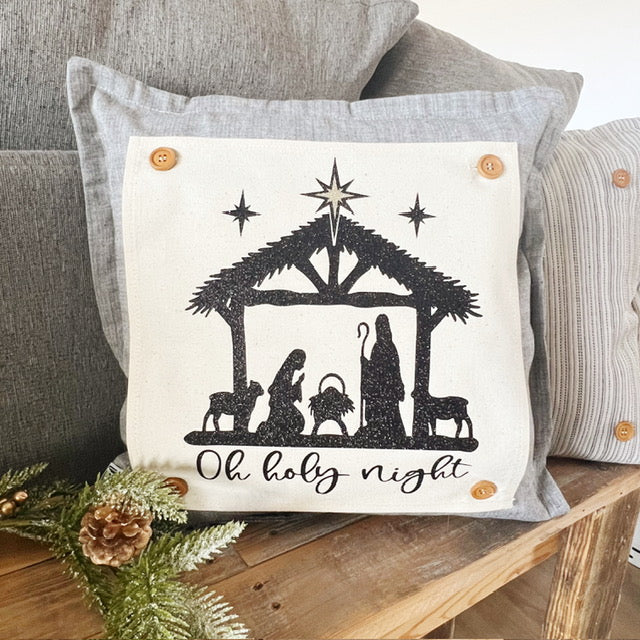 2 GLITTER PANELS ONLY: SQUARE Glitter NATIVITY OH HOLY NIGHT and GLITTER JOY TO THE WORLD