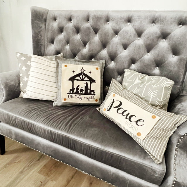 GLITTER PANEL ONLY: SQUARE Holiday PANEL: Christmas Nativity Joy Scene North Star Stable Gold Jesus Christ Savior is born Manger OH HOLY NIGHT