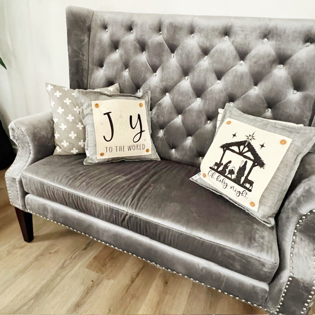 GLITTER PANEL ONLY: SQUARE Holiday PANEL: Christmas Nativity Joy Scene North Star Stable Gold Jesus Christ Savior is born Manger OH HOLY NIGHT