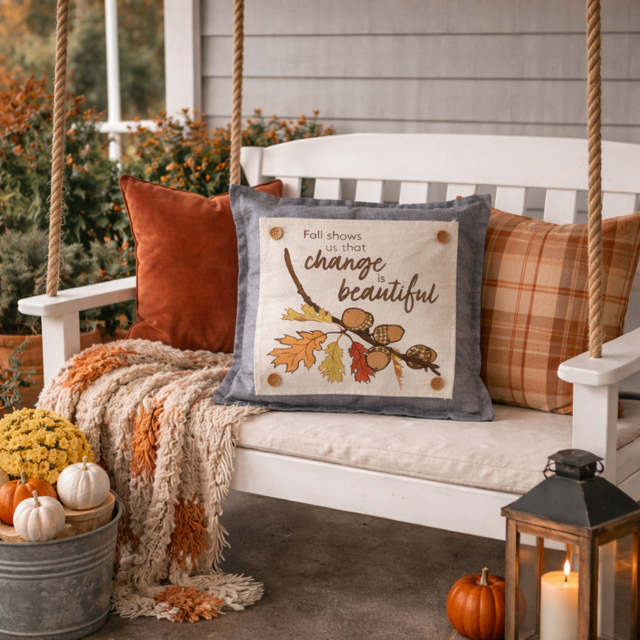 NEW! SQUARE SUMMER/FALL BUNDLE:  3 seasons + CHARCOAL pillow: SWEET SUMMER TIME, SPACIOUS SKIES, ACORN BRANCH