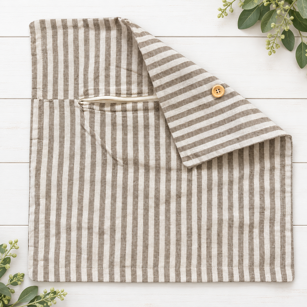 NEW!  PILLOW ONLY: SQUARE Pillow; CREAM AND CAFE WESTERN STRIPES PILLOW COVER ONLY