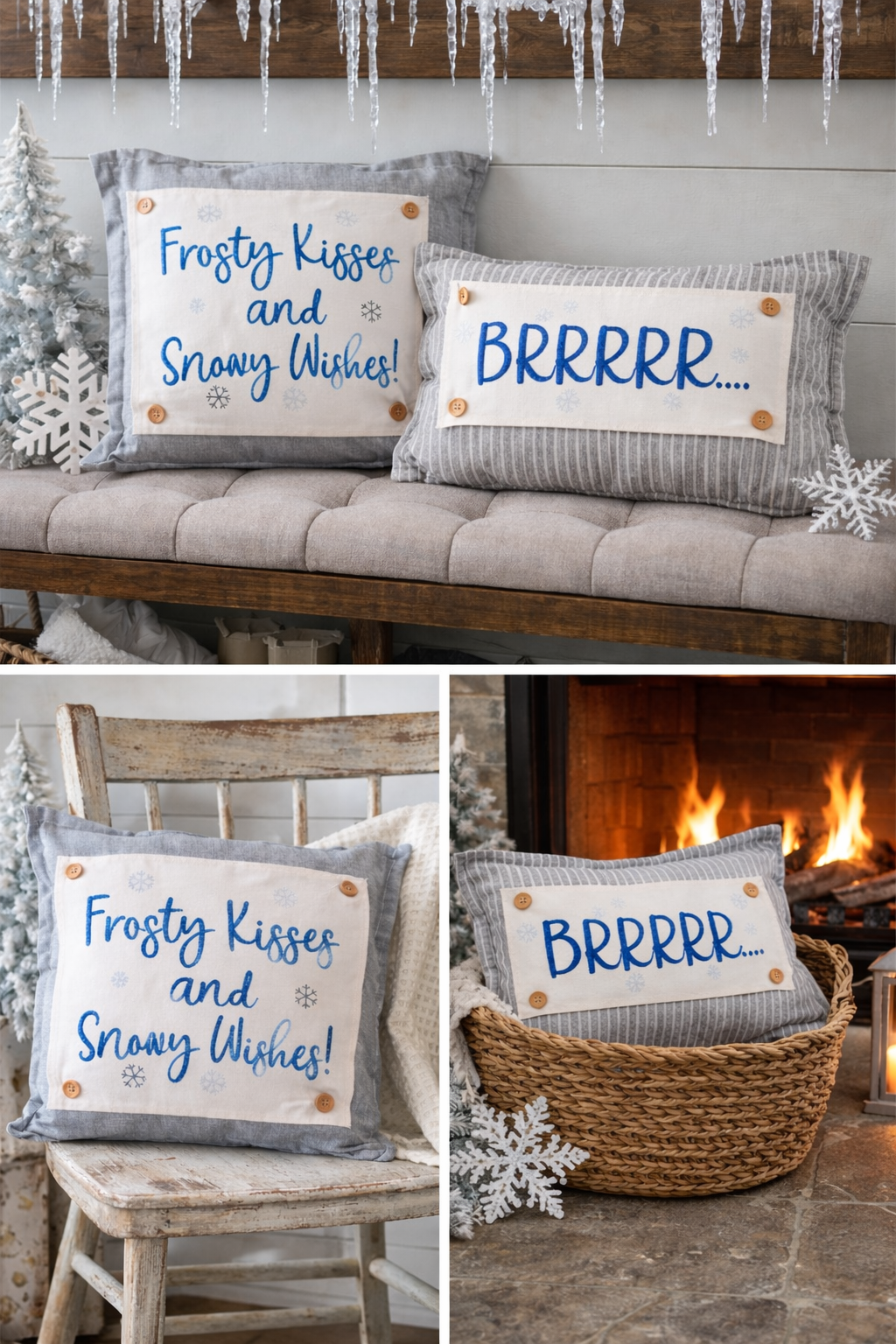 PILLOW ONLY (with fluffy insert): Galvinized Charcoal/Cream Farm Stripes: CREAM/ DARK CHARCOALSTRIPES PILLOW (with insert)