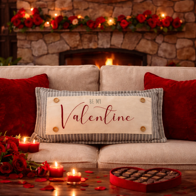 PANEL ONLY: RECTANGLE Holiday Panel:  Simple Romantic Classy Love Kisses Clean Boho Heart Cursive Candlelight Natural Love Winter; BE MY VALENTINE