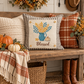 NEW!  PANEL ONLY: SQUARE Fall Autumn leaves pumpkin BLESSED BLUE PITCHER