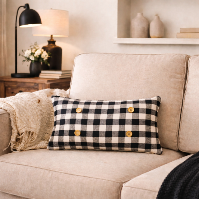 PILLOW ONLY (with fluffy insert): Buffalo Check Gingham: BUFFALO CHECK PILLOW (with insert)