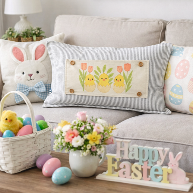 PANEL ONLY: RECTANGLE Spring, Easter bunny, Baby animals, Egg; EASTER EGGS HATCHED CHICKS