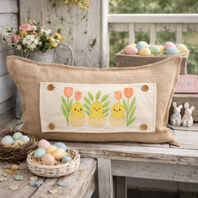 PANEL ONLY: RECTANGLE Spring, Easter bunny, Baby animals, Egg; EASTER EGGS HATCHED CHICKS