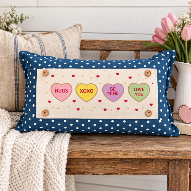 PANEL ONLY:  RECTANGLE Holiday Panel: Valentines, Winter, Love, Hugs, Kisses, Passion, Red, Wife Husband, Boyfriend, Girlfriend, Spouse, Kids, Vintage, Farmhouse, Heart; CONVERSATION HEARTS