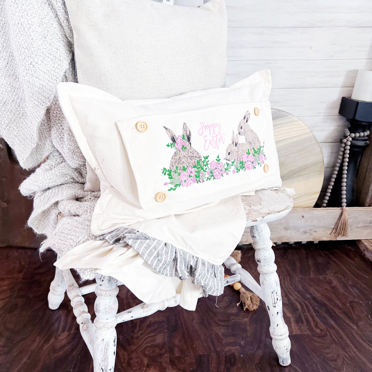 NEW! WINTER BUNDLE 26:  3 seasons + CHARCOAL/GALVINIZED STRIPES pillow, FLORAL BUNNIES / BE MY VALENTINE / DEER