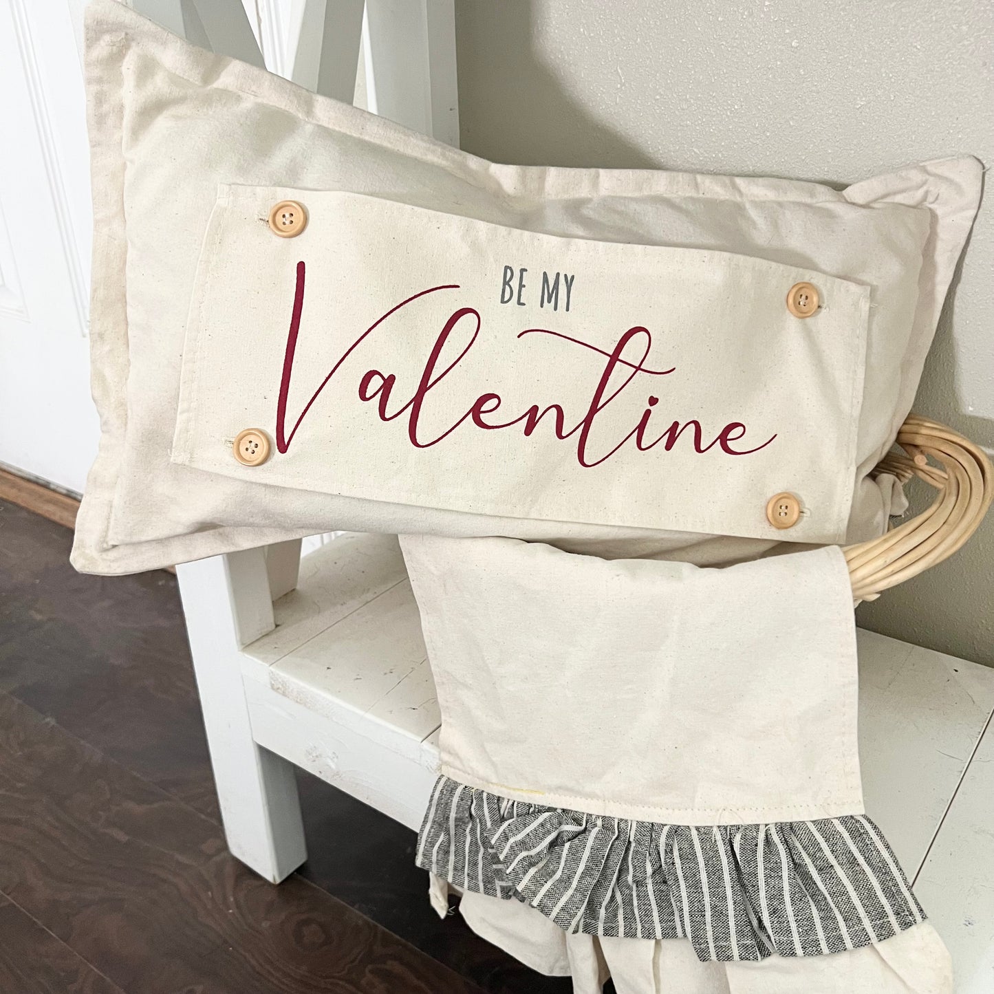NEW! CUSTOM WINTER WEDDING BUNDLE 26:  3 seasons + CHARCOAL/GALVINIZED STRIPES pillow + custom last name panel & FLORAL BUNNIES / BE MY VALENTINE / DEER / CUSTOM LAST NAME PANEL