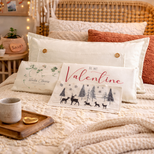 NEW! WINTER BUNDLE 26:  3 seasons +BOHO pillow: WHITE CLOVER, BE MY VALENTINE, DEER