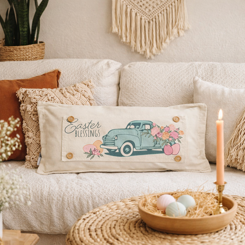 PANEL ONLY: RECTANGLE Spring, Summer, Floral, Eggs, Pastel, Blessings, Father's Day; EASTER VINTAGE TRUCK