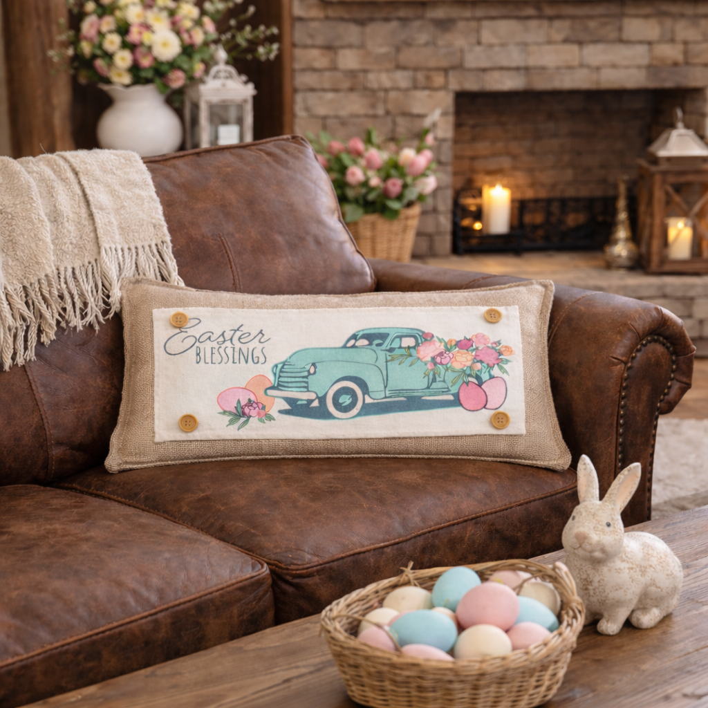 PANEL ONLY: RECTANGLE Spring, Summer, Floral, Eggs, Pastel, Blessings, Father's Day; EASTER VINTAGE TRUCK