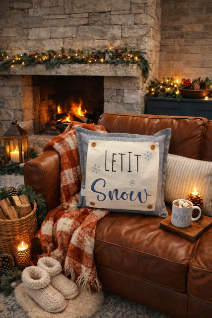 PANEL ONLY: 
SQUARE Glitter Seasonal Panel: Winter Blue Ice Sparkle Twinkle Bling Glitz Confetti Christmas; LET IT SNOW