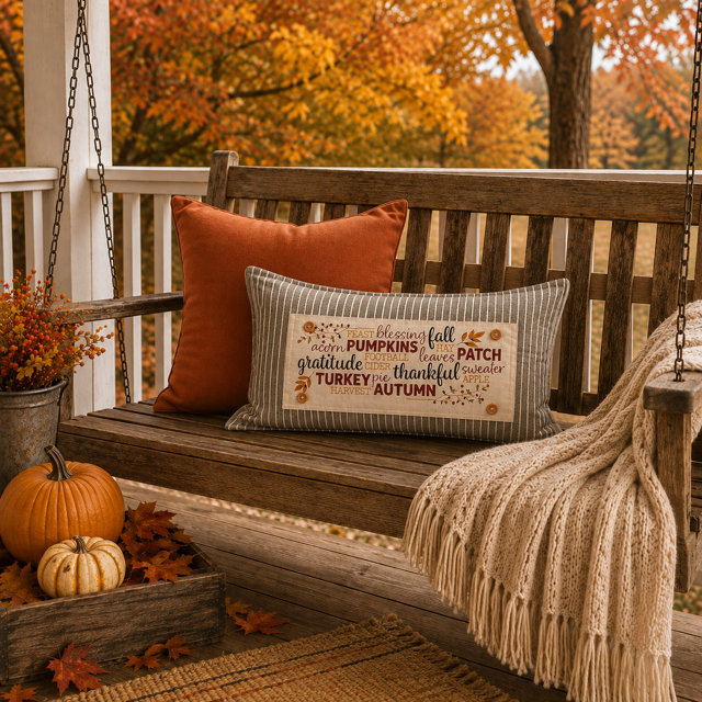 PANEL ONLY: RECTANGLE  Autumn Thanksgiving Pumpkins Cider Bless Gratitude Football FALL SUBWAY ART