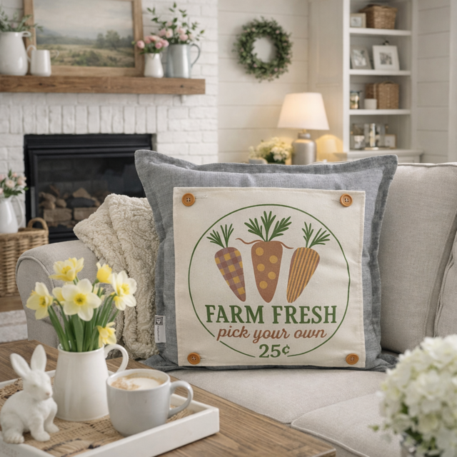 MISFIT  PANEL ONLY: SQUARE Spring, Summer, Harvest Veggies, Bunny Food, Garden; FARM FRESH CARROTS