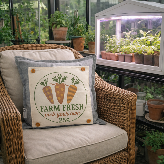 MISFIT  PANEL ONLY: SQUARE Spring, Summer, Harvest Veggies, Bunny Food, Garden; FARM FRESH CARROTS