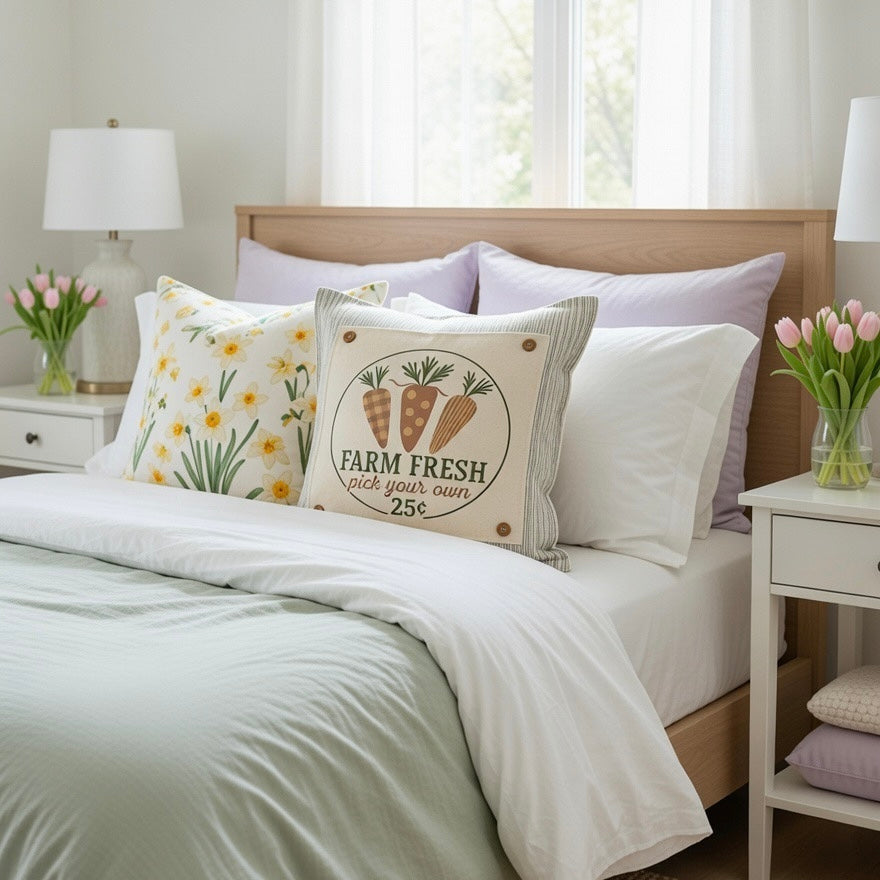 MISFIT  PANEL ONLY: SQUARE Spring, Summer, Harvest Veggies, Bunny Food, Garden; FARM FRESH CARROTS