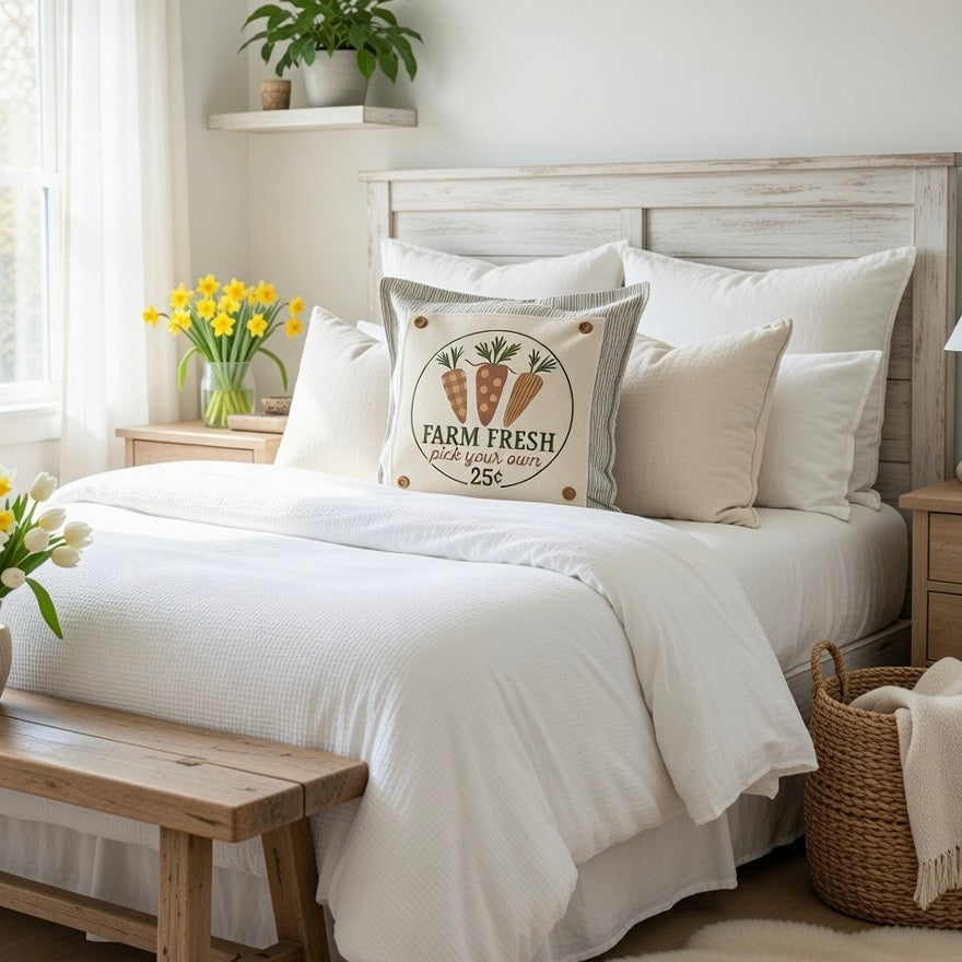 MISFIT  PANEL ONLY: SQUARE Spring, Summer, Harvest Veggies, Bunny Food, Garden; FARM FRESH CARROTS