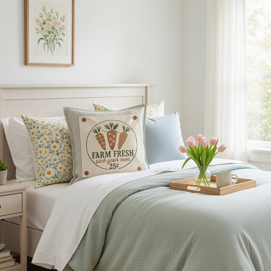 MISFIT  PANEL ONLY: SQUARE Spring, Summer, Harvest Veggies, Bunny Food, Garden; FARM FRESH CARROTS