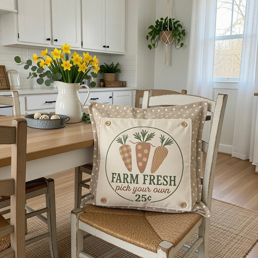 MISFIT  PANEL ONLY: SQUARE Spring, Summer, Harvest Veggies, Bunny Food, Garden; FARM FRESH CARROTS