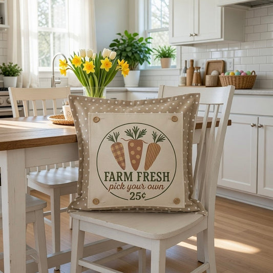 PANEL ONLY: SQUARE Spring, Summer, Harvest Veggies, Bunny Food, Garden; FARM FRESH CARROTS