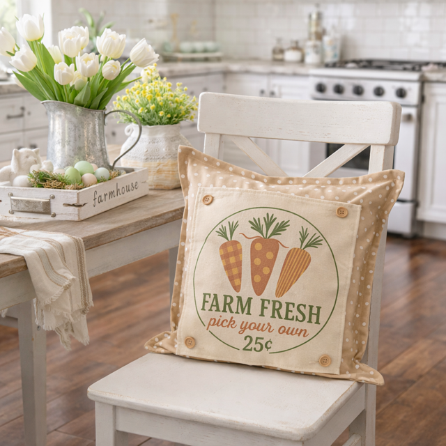 MISFIT  PANEL ONLY: SQUARE Spring, Summer, Harvest Veggies, Bunny Food, Garden; FARM FRESH CARROTS