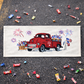 PANEL ONLY: RECTANGLE Summer; Father's Day Dad Fireworks Vintage Classic Old Red Truck; FIREWORK TRUCK