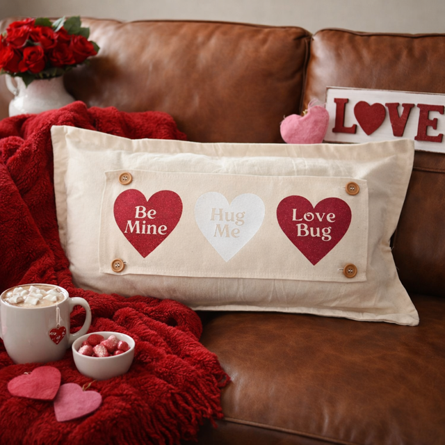 GLITTER PANEL ONLY:  RECTANGLE Glitter Holiday Panel: Winter, Valentines Cherry Pink, Love, Spouse, Partner; GLITTER CONVERSATION HEARTS