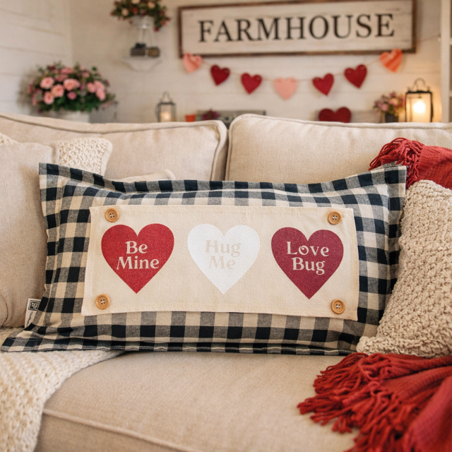 GLITTER PANEL ONLY:  RECTANGLE Glitter Holiday Panel: Winter, Valentines Cherry Pink, Love, Spouse, Partner; GLITTER CONVERSATION HEARTS