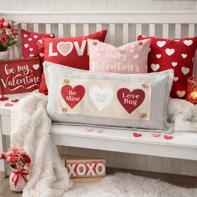 GLITTER PANEL ONLY:  RECTANGLE Glitter Holiday Panel: Winter, Valentines Cherry Pink, Love, Spouse, Partner; GLITTER CONVERSATION HEARTS