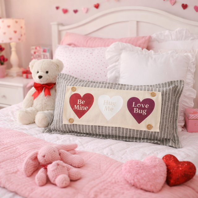 GLITTER PANEL ONLY:  RECTANGLE Glitter Holiday Panel: Winter, Valentines Cherry Pink, Love, Spouse, Partner; GLITTER CONVERSATION HEARTS