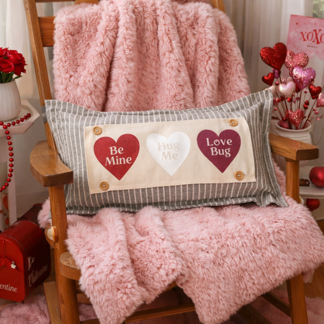 GLITTER PANEL ONLY:  RECTANGLE Glitter Holiday Panel: Winter, Valentines Cherry Pink, Love, Spouse, Partner; GLITTER CONVERSATION HEARTS